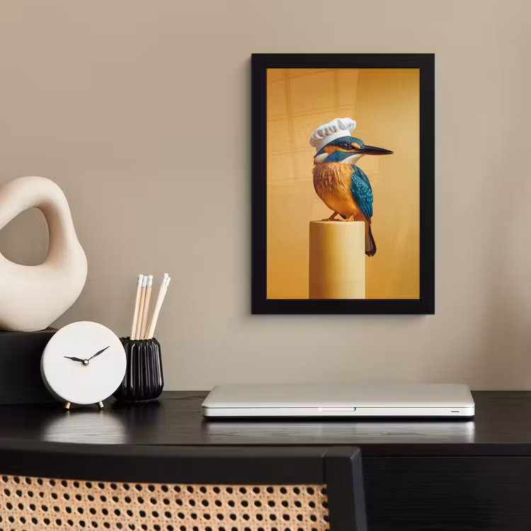 Poster met lijst - Ijsvogel - Pilaar - Koksmuts - Vogel — 3