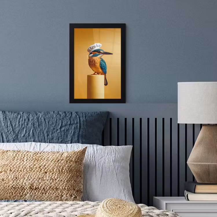 Poster met lijst - Ijsvogel - Pilaar - Koksmuts - Vogel — 4
