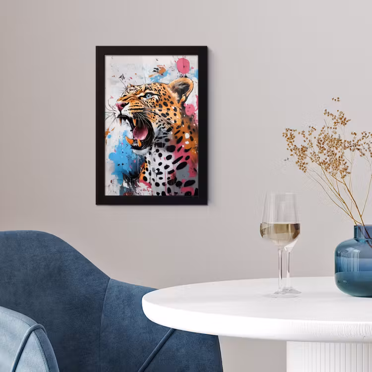 Poster met lijst - Abstract - Luipaard - Kleurrijk — 2