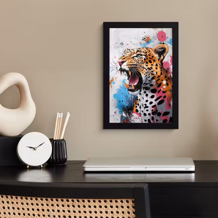 Poster met lijst - Abstract - Luipaard - Kleurrijk — 3