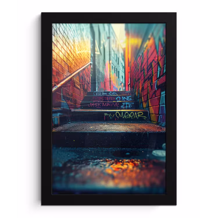 Poster met lijst - Architectuur - Neon - Trap - Graffiti — 1