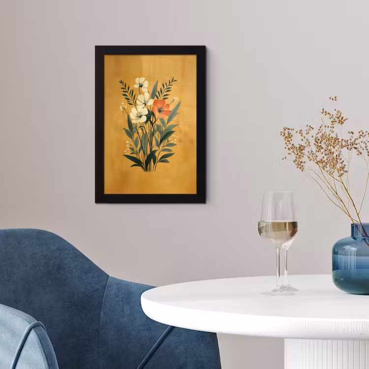 Poster met lijst - Bladeren - Boeket - Bloemen - Geel — 2