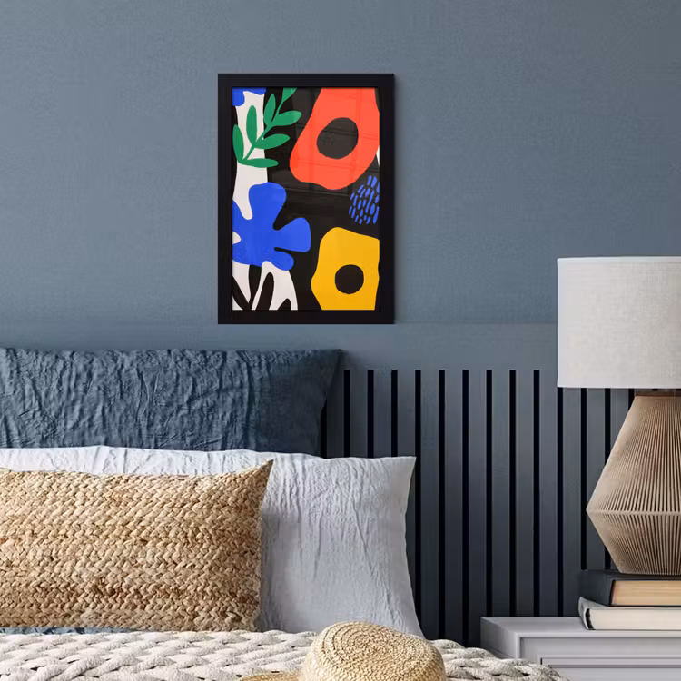 Poster met lijst - Bloemen - Bladeren - Abstract - Zwart — 4