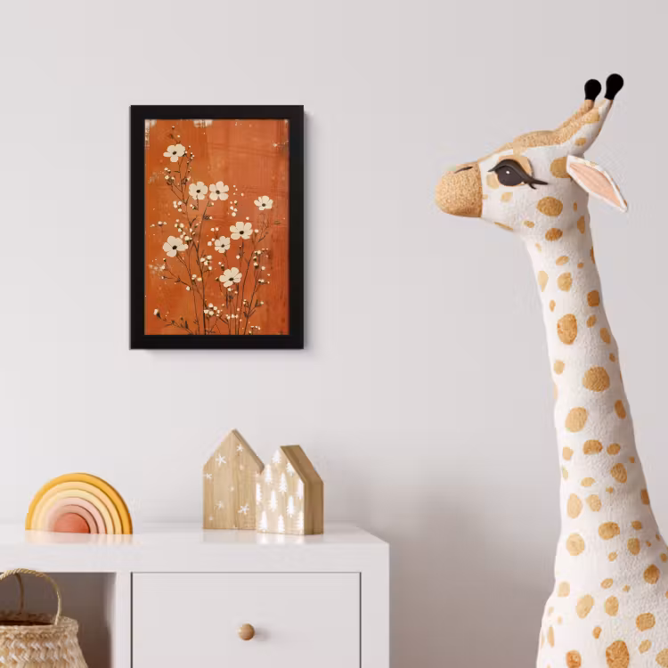 Poster met lijst - Bloemen - Wit - Subtiel - Roestkleur — 5