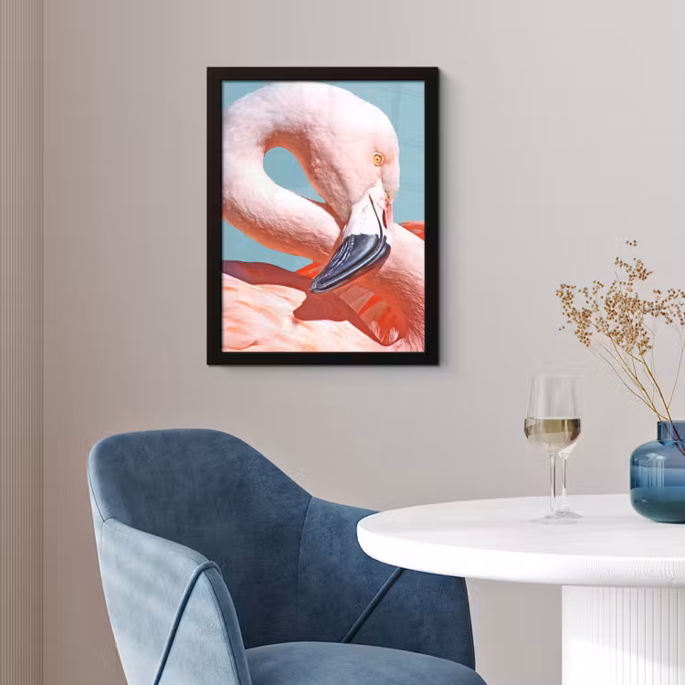 Poster met lijst - Close-up flamingo — 2