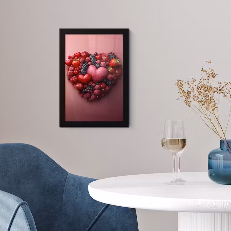 Poster met lijst - Fruit - Hartjes - Aardbeien - Frambozen - Bosbessen — 2