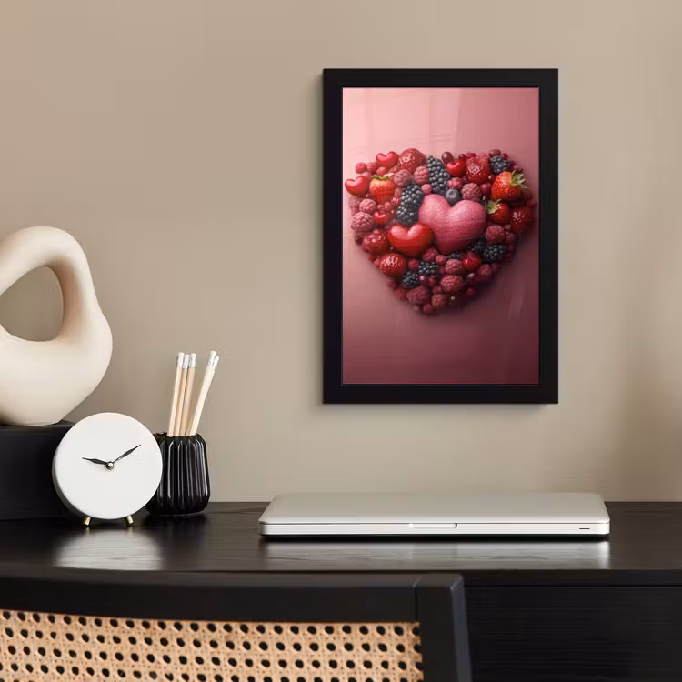 Poster met lijst - Fruit - Hartjes - Aardbeien - Frambozen - Bosbessen — 3