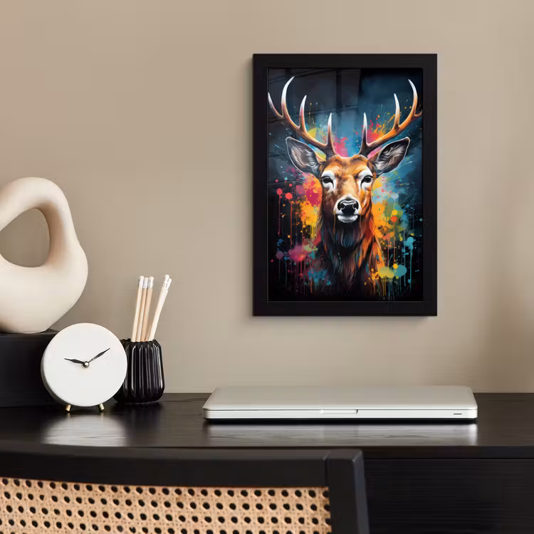 Poster met lijst - Hert - Graffiti - Dieren - Kleuren — 3