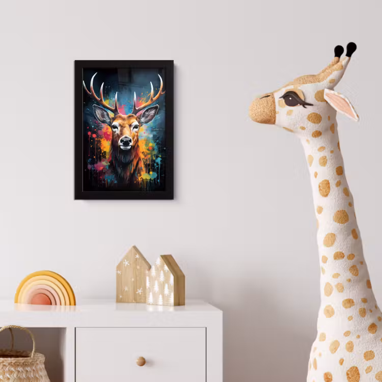 Poster met lijst - Hert - Graffiti - Dieren - Kleuren — 5