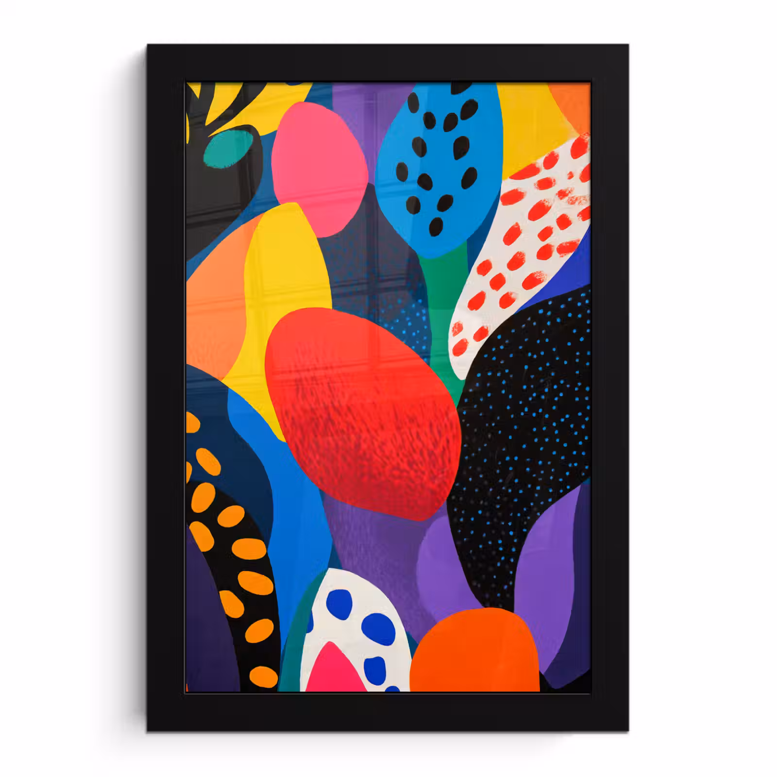 Poster met lijst - Bloemen - Bladeren - Abstract - Rood — 1