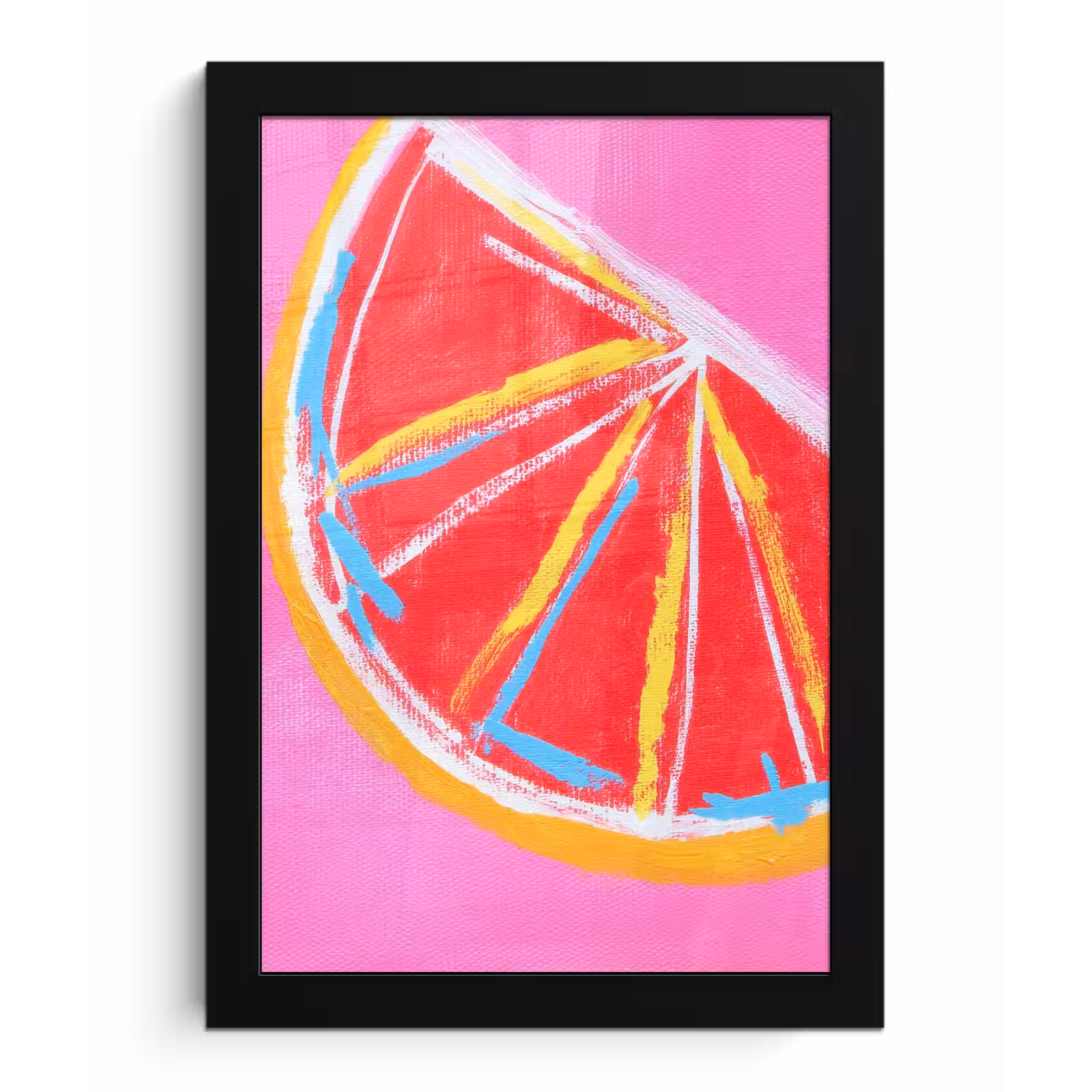 Poster met lijst - Grapefruit - Geschilderd - Roze - Strepen — 1