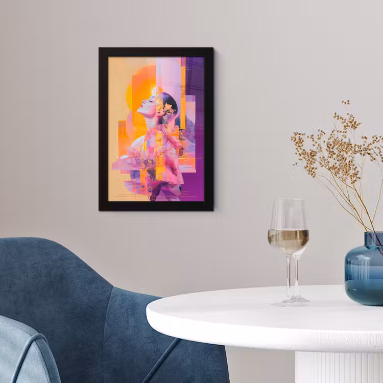 Poster met lijst - Abstract - Portret - Vrouw - Kleurrijk — 2