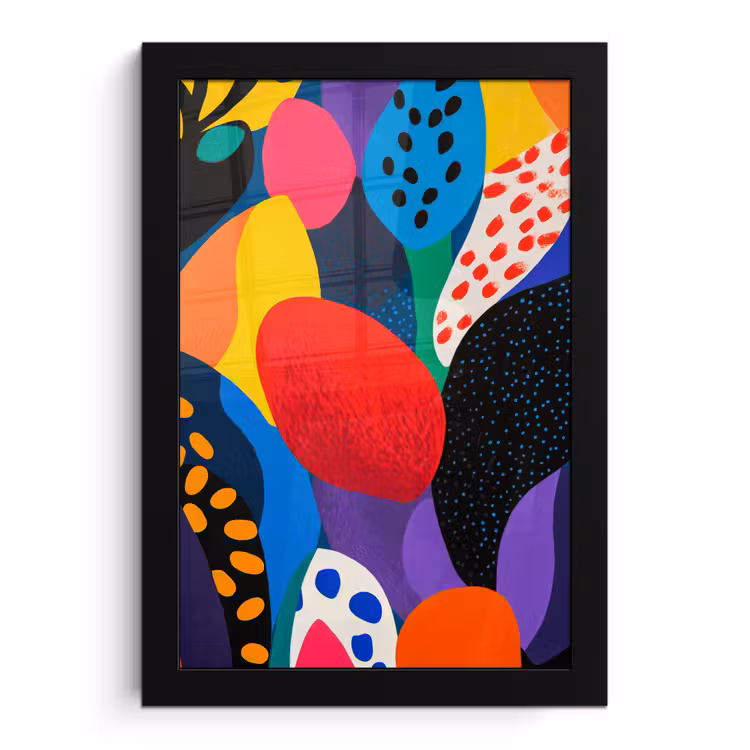 Poster met lijst - Bloemen - Bladeren - Abstract - Rood — 1