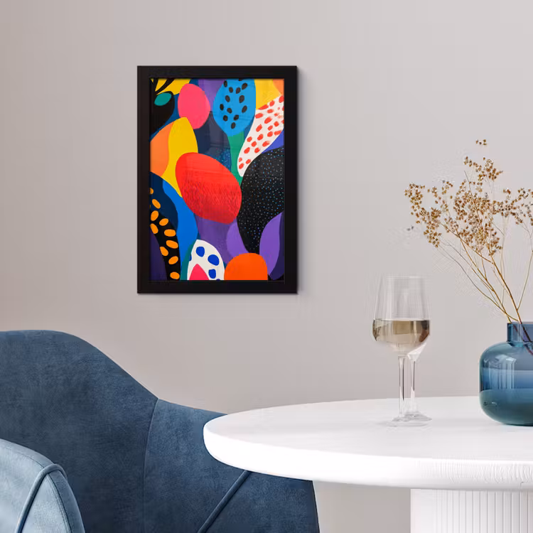 Poster met lijst - Bloemen - Bladeren - Abstract - Rood — 2
