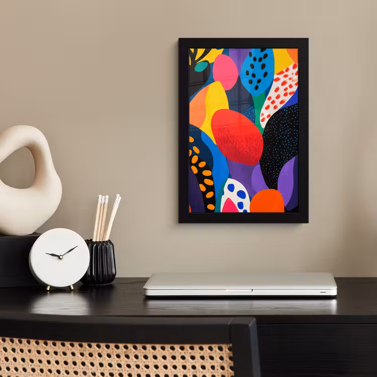 Poster met lijst - Bloemen - Bladeren - Abstract - Rood — 3