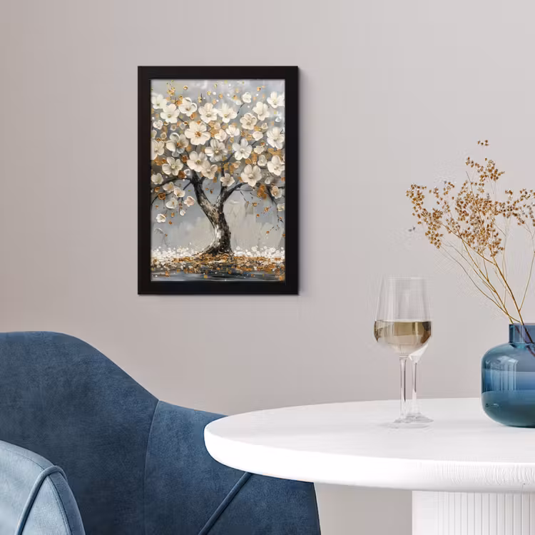 Poster met lijst - Boom - Bloemen - Wit - Natuur - Kunst — 2