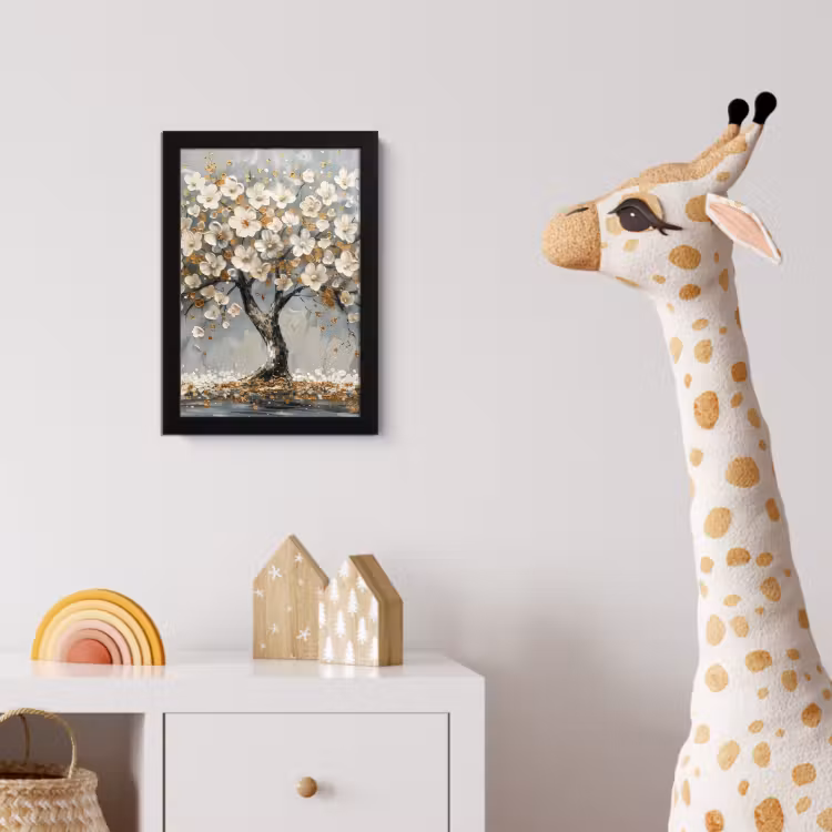 Poster met lijst - Boom - Bloemen - Wit - Natuur - Kunst — 5