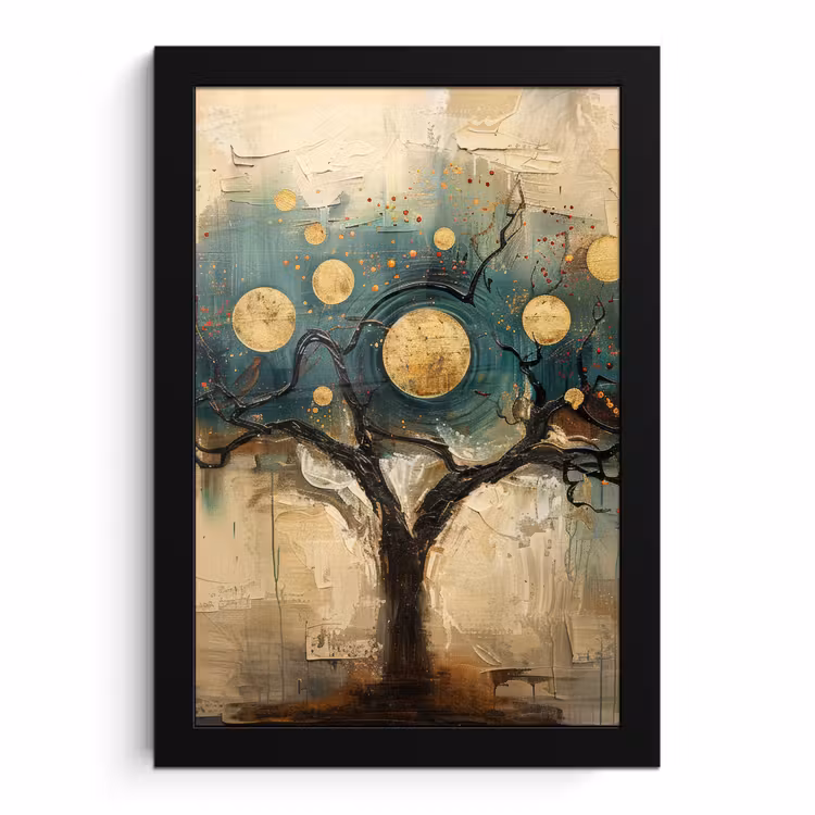 Poster met lijst - Boom - Kunst - Maan - Watercolor — 1
