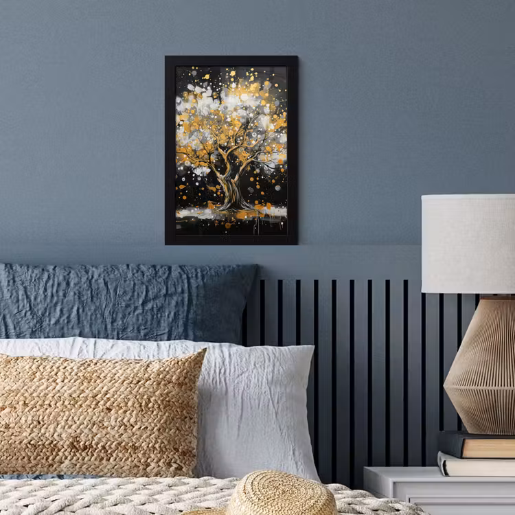 Poster met lijst - Boom - Zwart - Goud - Wit - Modern — 4