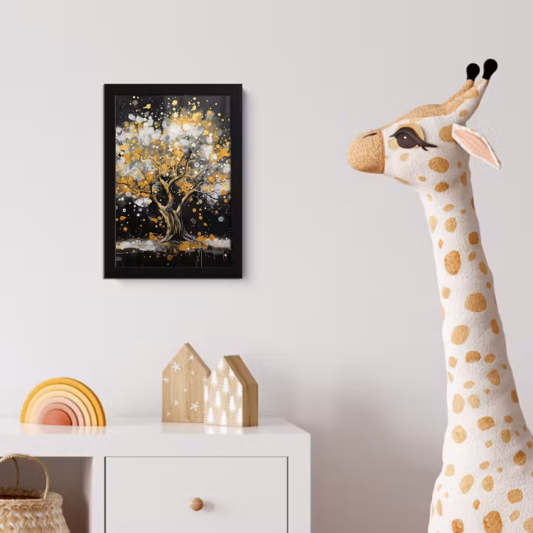 Poster met lijst - Boom - Zwart - Goud - Wit - Modern — 5