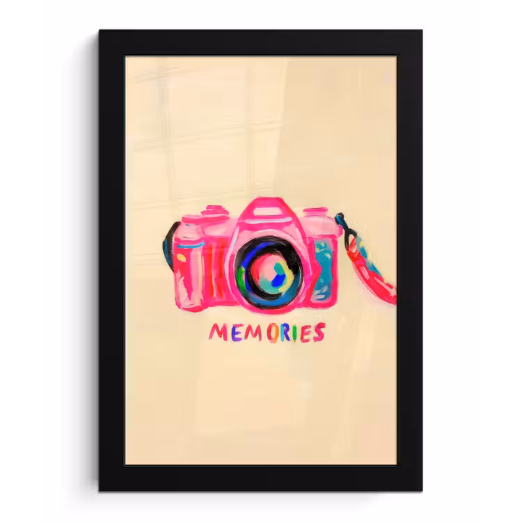 Poster met lijst - Camera - Memories - Roze - Geschilderd — 1