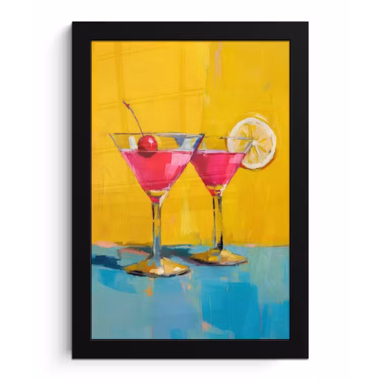 Poster met lijst - Glazen - Cocktail - Citroen - Kers — 1