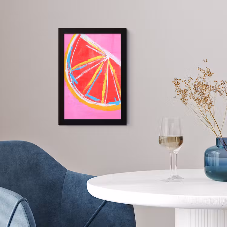 Poster met lijst - Grapefruit - Geschilderd - Roze - Strepen — 2