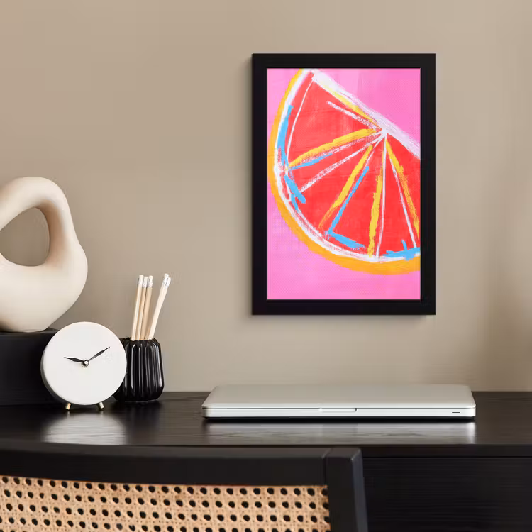 Poster met lijst - Grapefruit - Geschilderd - Roze - Strepen — 3