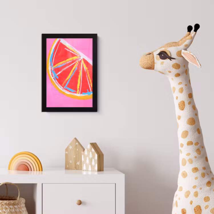 Poster met lijst - Grapefruit - Geschilderd - Roze - Strepen — 5