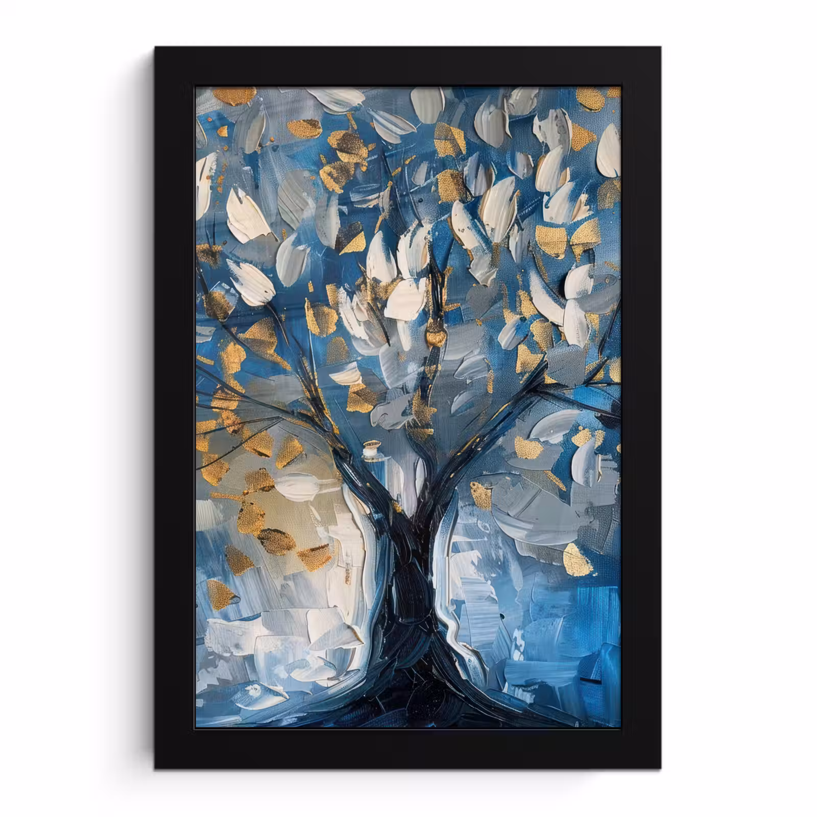 Poster met lijst - Boom - Blauw - Goud - Abstract — 1