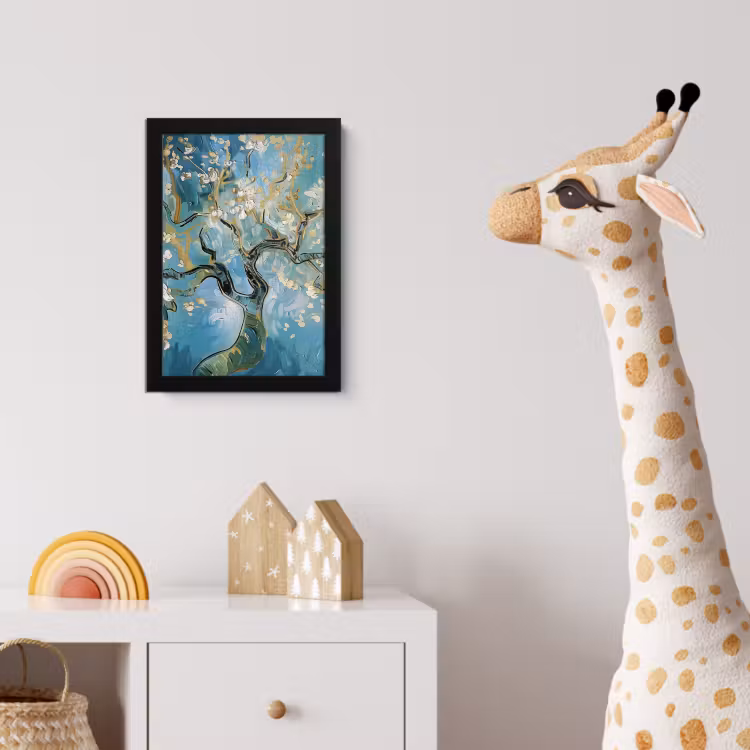 Poster met lijst - Amandelbloesem boom - Blauw - Abstract — 5