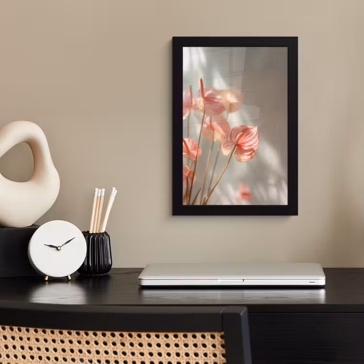 Poster met lijst - Bloemen - Stelen - Roze - Schaduw — 3