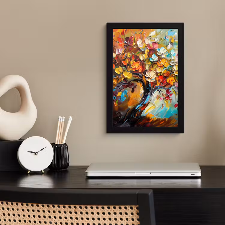 Poster met lijst - Boom - Abstract - Kleurrijk - Bloemen — 3