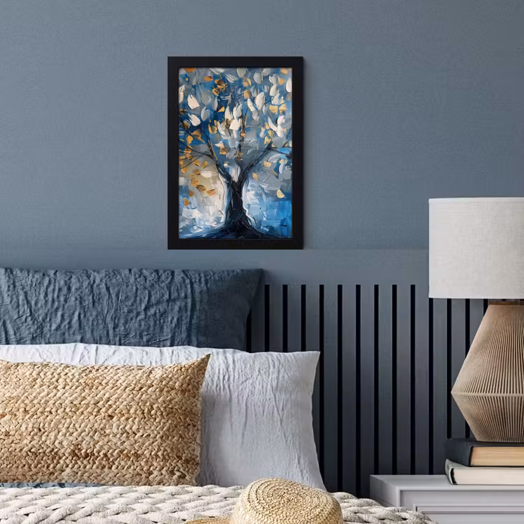 Poster met lijst - Boom - Blauw - Goud - Abstract — 4