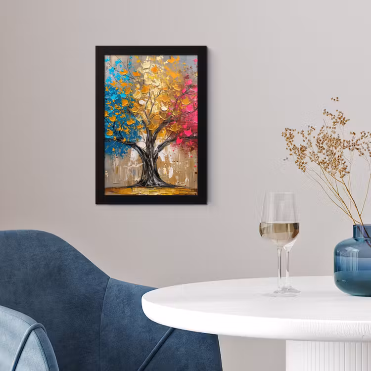 Poster met lijst - Boom - Kleurrijk - Grijs - Modern — 2