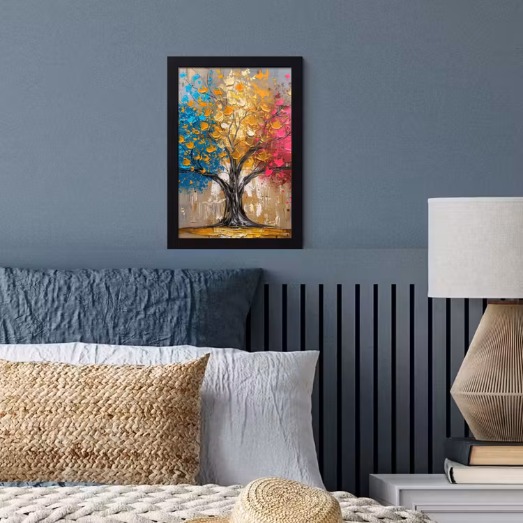 Poster met lijst - Boom - Kleurrijk - Grijs - Modern — 4