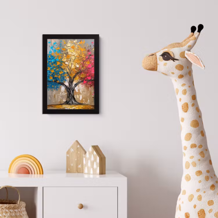 Poster met lijst - Boom - Kleurrijk - Grijs - Modern — 5