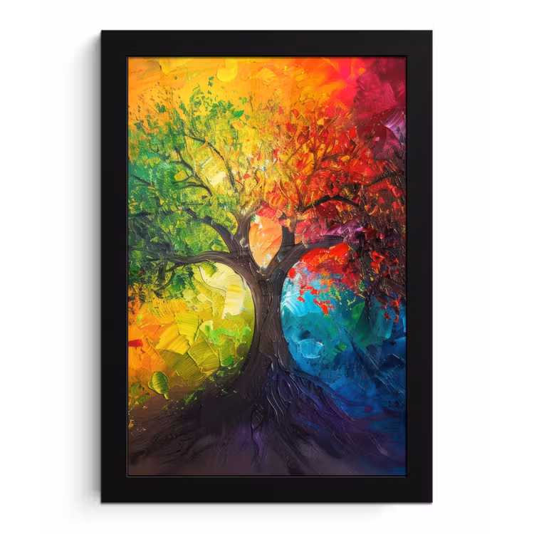 Poster met lijst - Boom - Kleurrijk - Modern - Abstract — 1