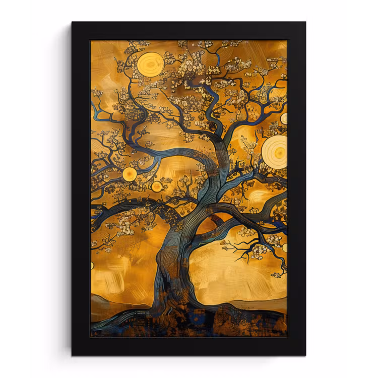 Poster met lijst - Boom - Levensboom - Abstract - Goud — 1