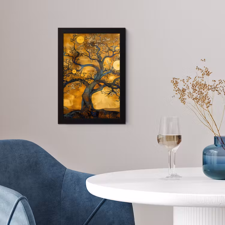 Poster met lijst - Boom - Levensboom - Abstract - Goud — 2