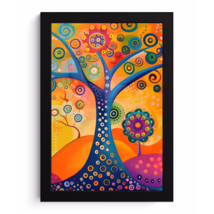 Poster met lijst - Boom - Levensboom - Abstract - Kleurrijk — 1