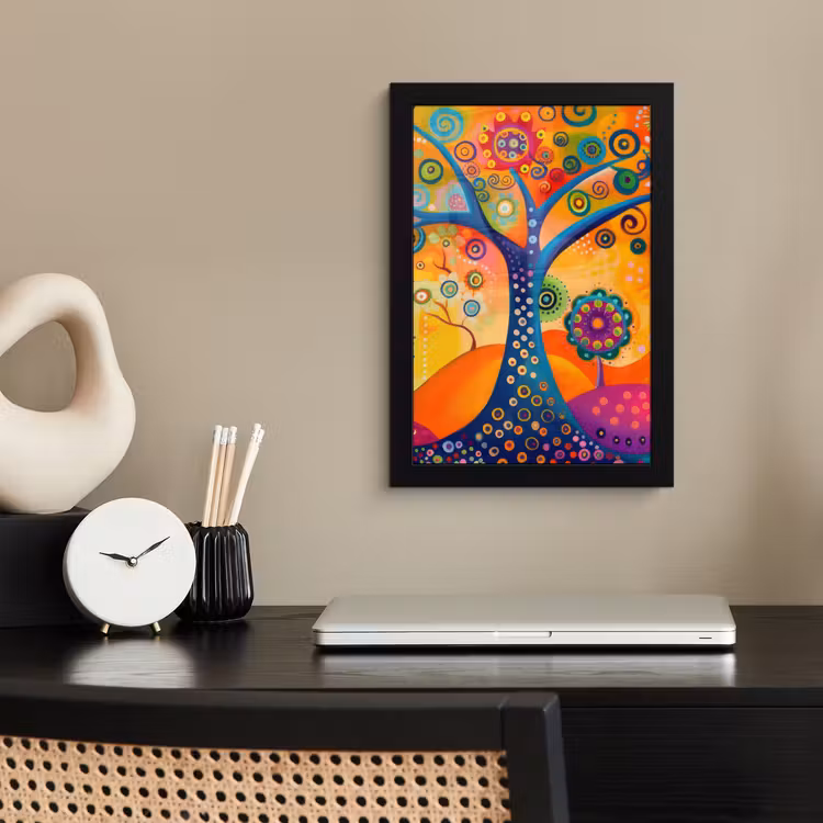 Poster met lijst - Boom - Levensboom - Abstract - Kleurrijk — 3