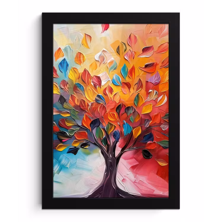 Poster met lijst - Boom - Levensboom - Kleurrijk - Abstract — 1
