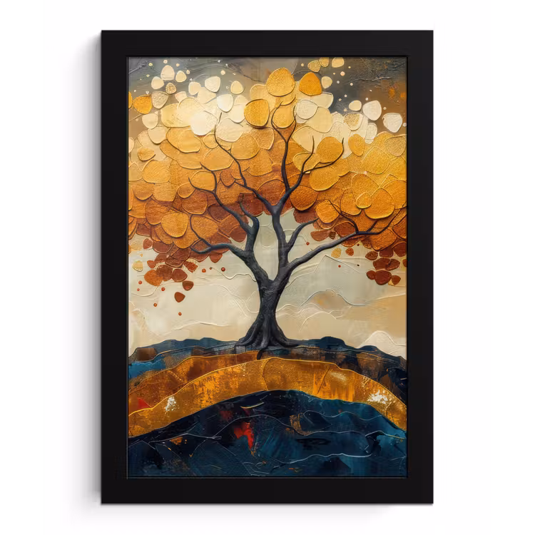 Poster met lijst - Boom - Natuur - Goud - Modern — 1