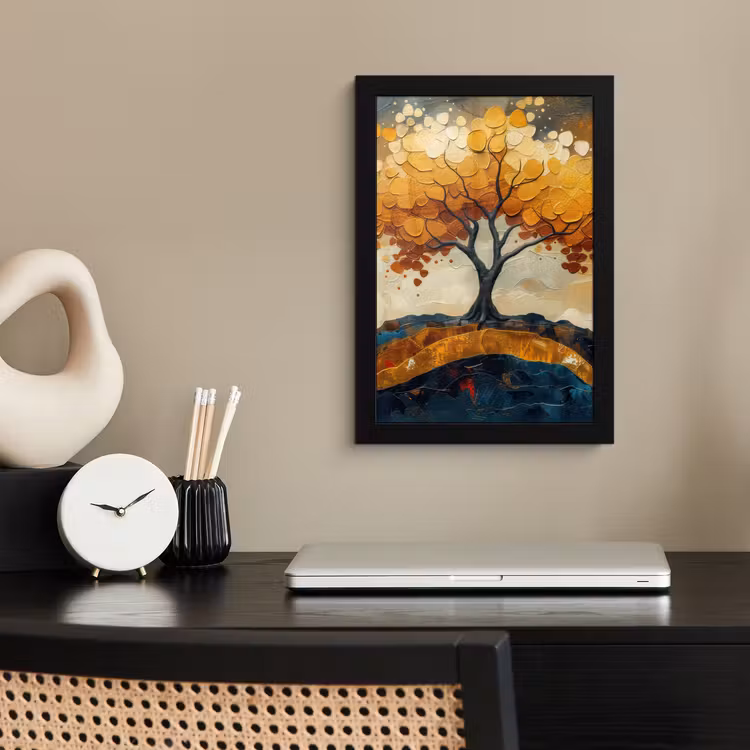 Poster met lijst - Boom - Natuur - Goud - Modern — 3