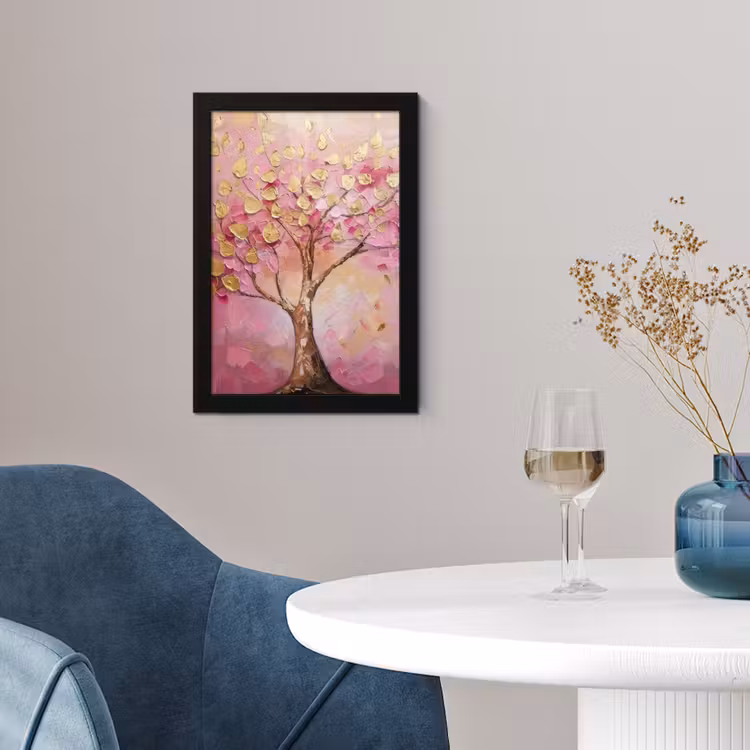 Poster met lijst - Boom - Roze - Goud - Modern — 2