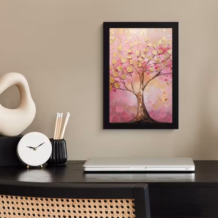 Poster met lijst - Boom - Roze - Goud - Modern — 3