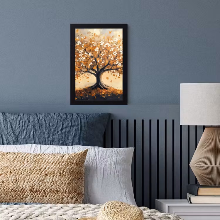 Poster met lijst - Herfst - Boom - Oranje - Bladeren - Levensboom - Abstract — 4