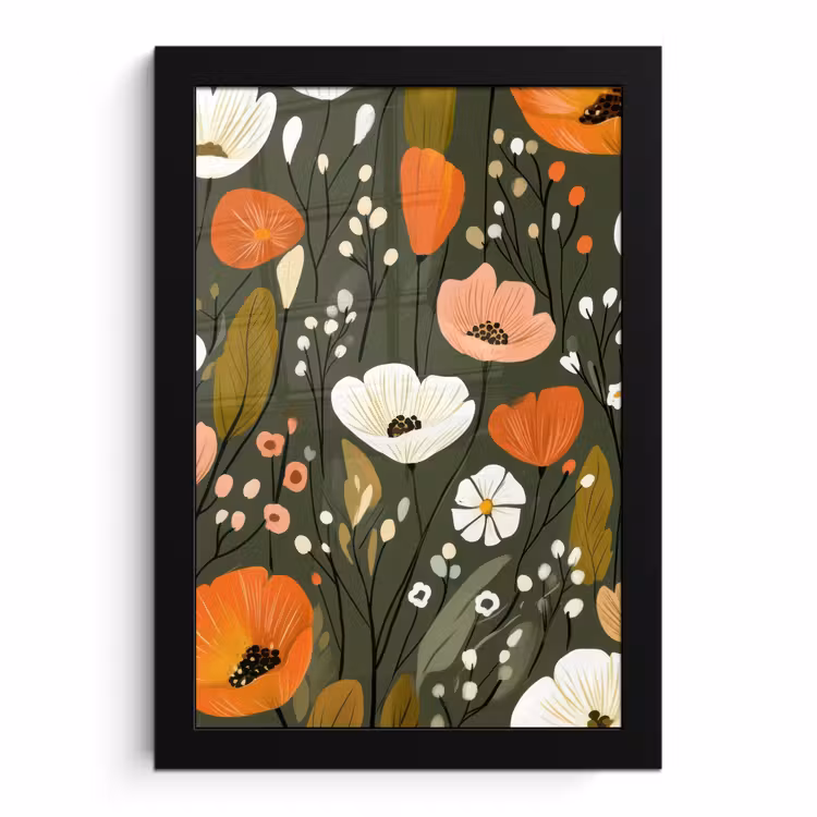 Poster met lijst - Bloemen - Illustratie - Groen — 1