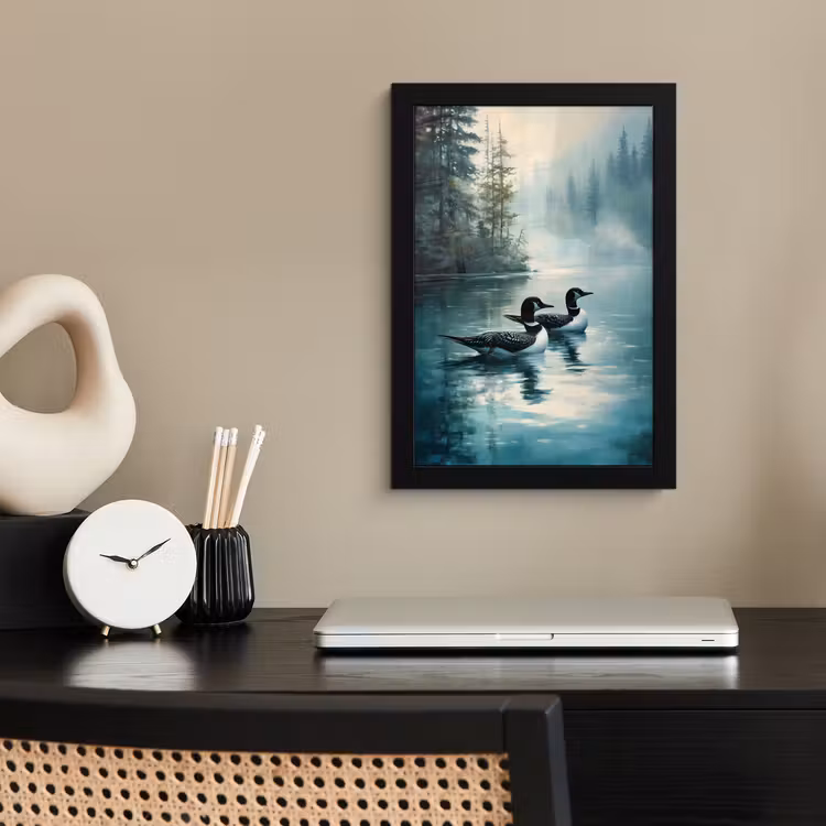 Poster met lijst - Bos - Water - Eenden - Mistig — 3